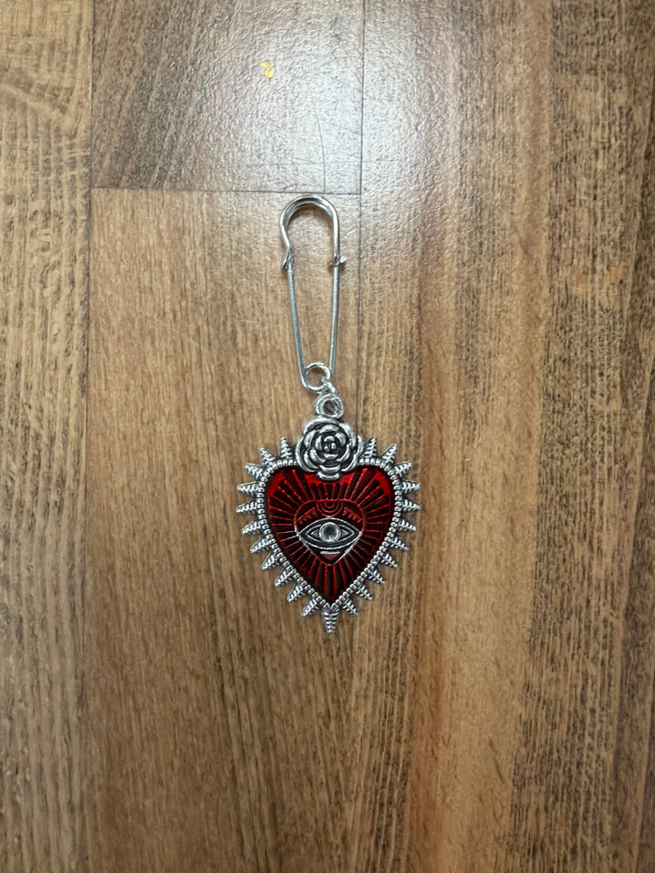 Safety Pin Brooch Heart Eye