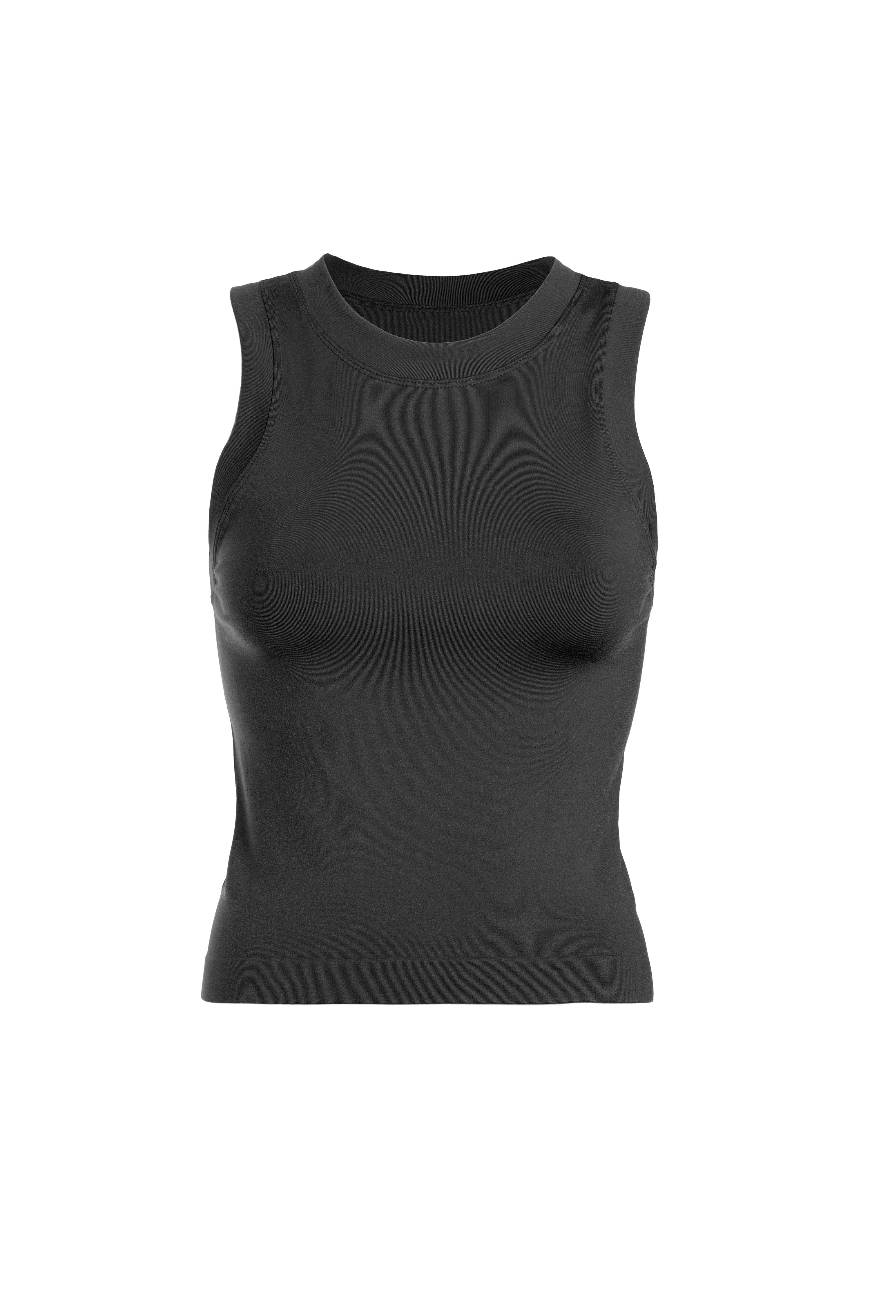 SMOOTH THICK BANDED TANK TOP BLACK