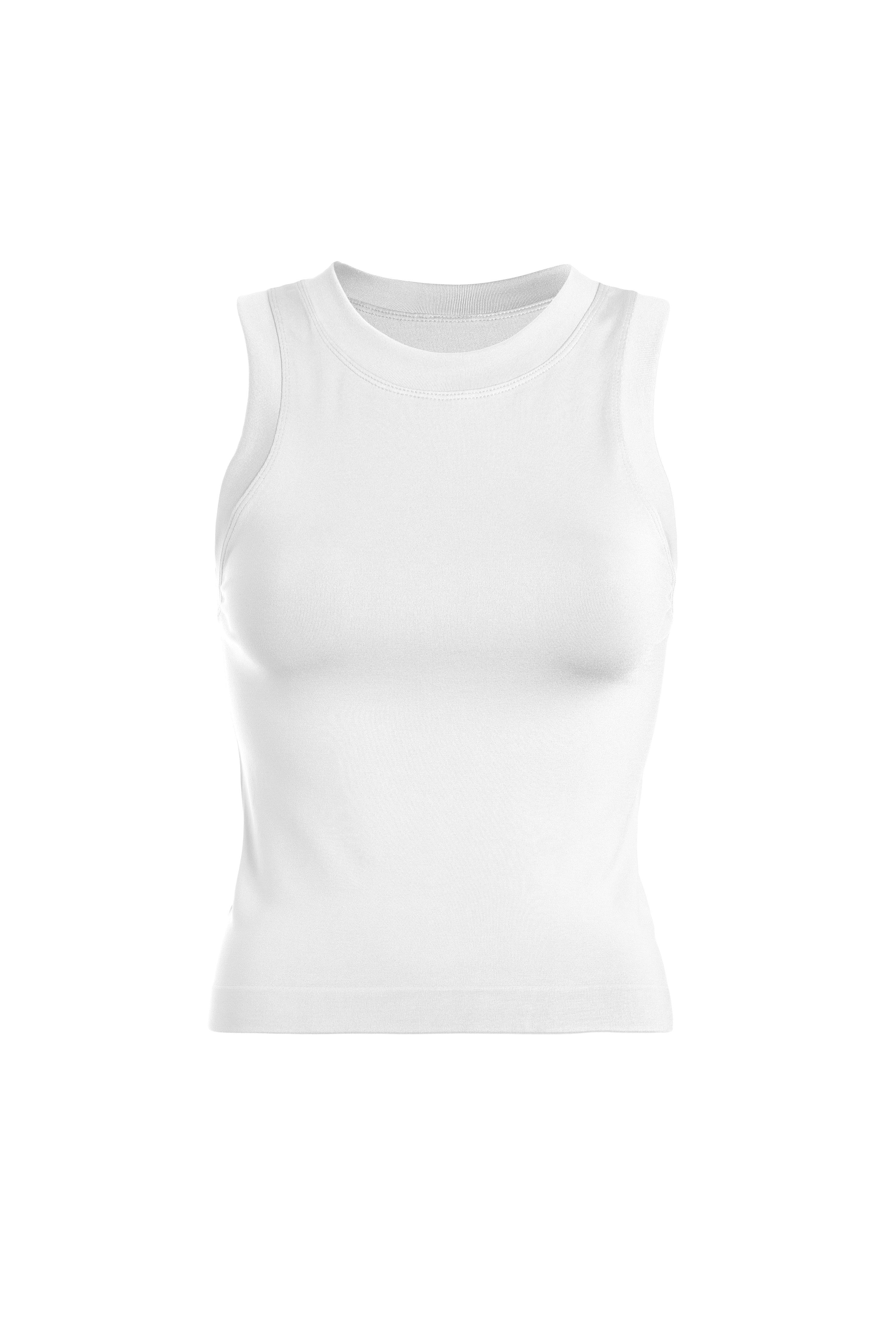 SMOOTH THICK BANDED TANK TOP WHITE