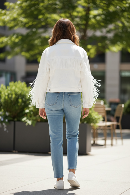 CUSTOM WHITE MRS. BRIDE FRINGE JACKET