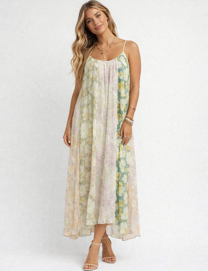 Ladies Floral Print Spaghetti Strap Chiffon Cami Maxi Dress – Wild As You