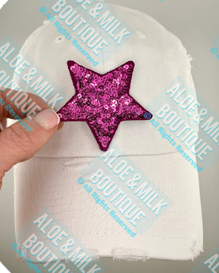 New Sequin Star Small, sequin star patch, cheer patch: Black