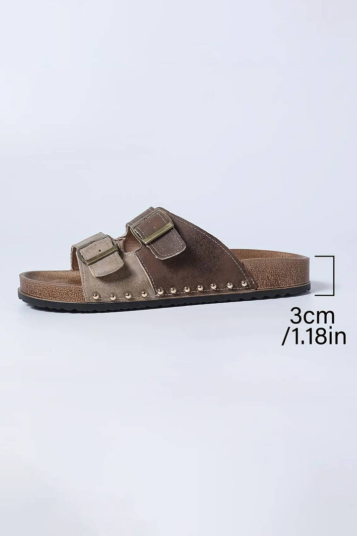 Western Suede Rivet Hollow Out PU Leather Slip-on Shoes