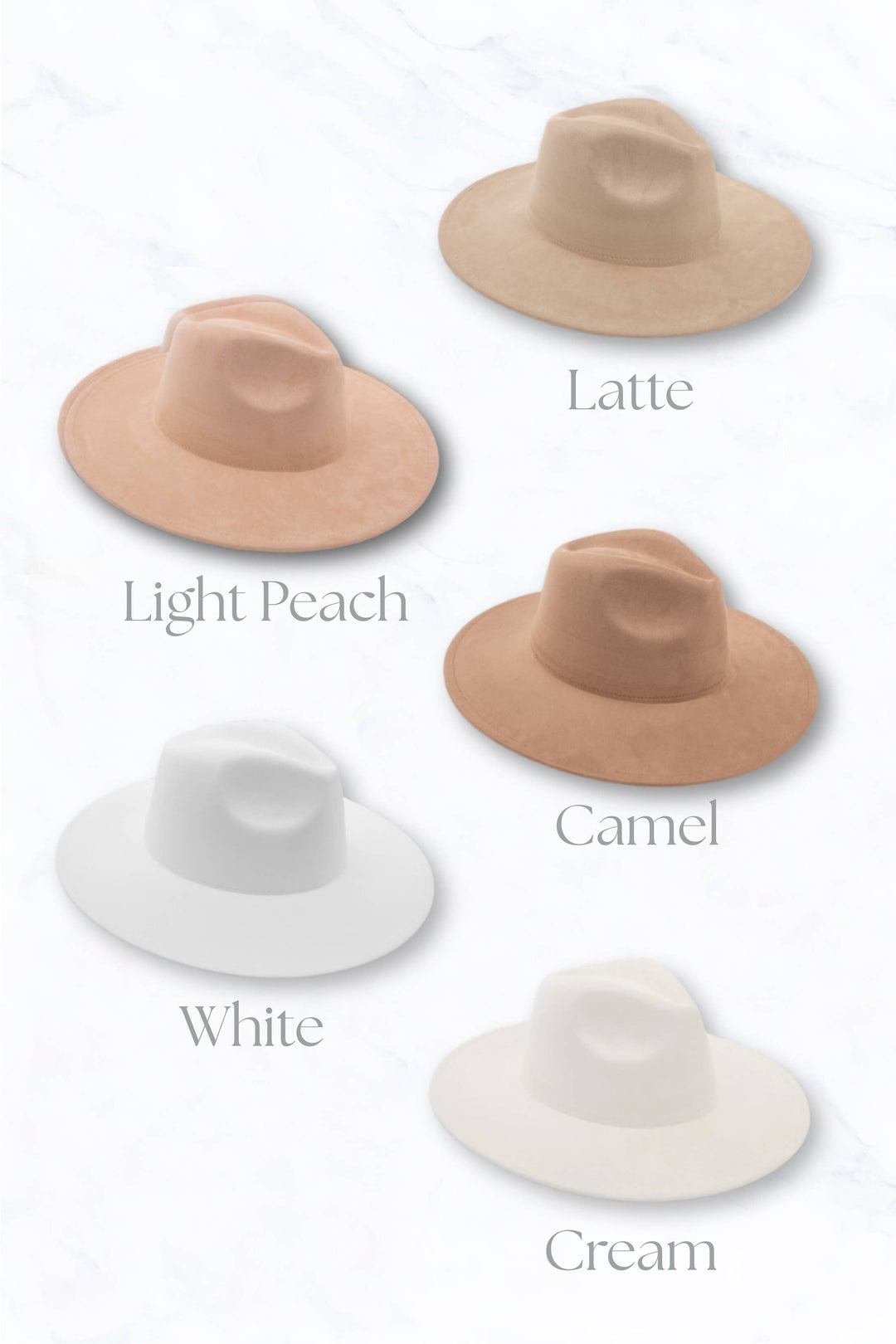 Suede Large Eaves Peach Top Fedora Hat: Stone Grey