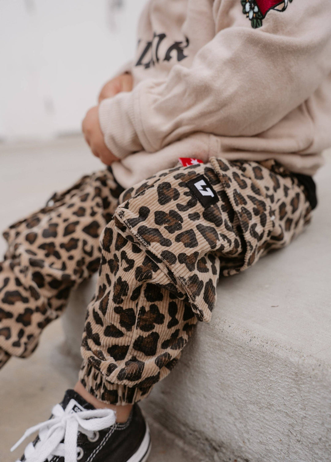Leopard Cord Kids Cargos