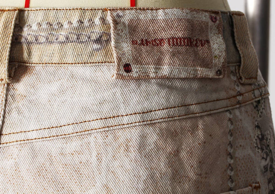 PT28 Retro Chain Print Loose Wide-Leg Dopamine Jeans: Color as pictures / English / S