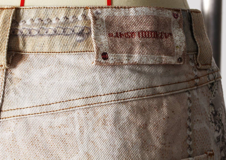 PT28 Retro Chain Print Loose Wide-Leg Dopamine Jeans: Color as pictures / English / L