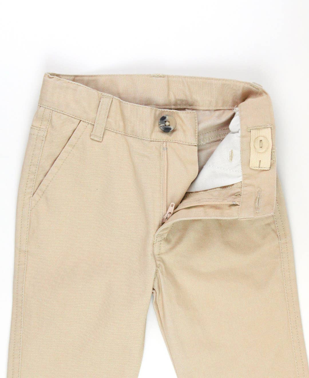 Boys Khaki Stretch Chino Pants: Off-White / 4T