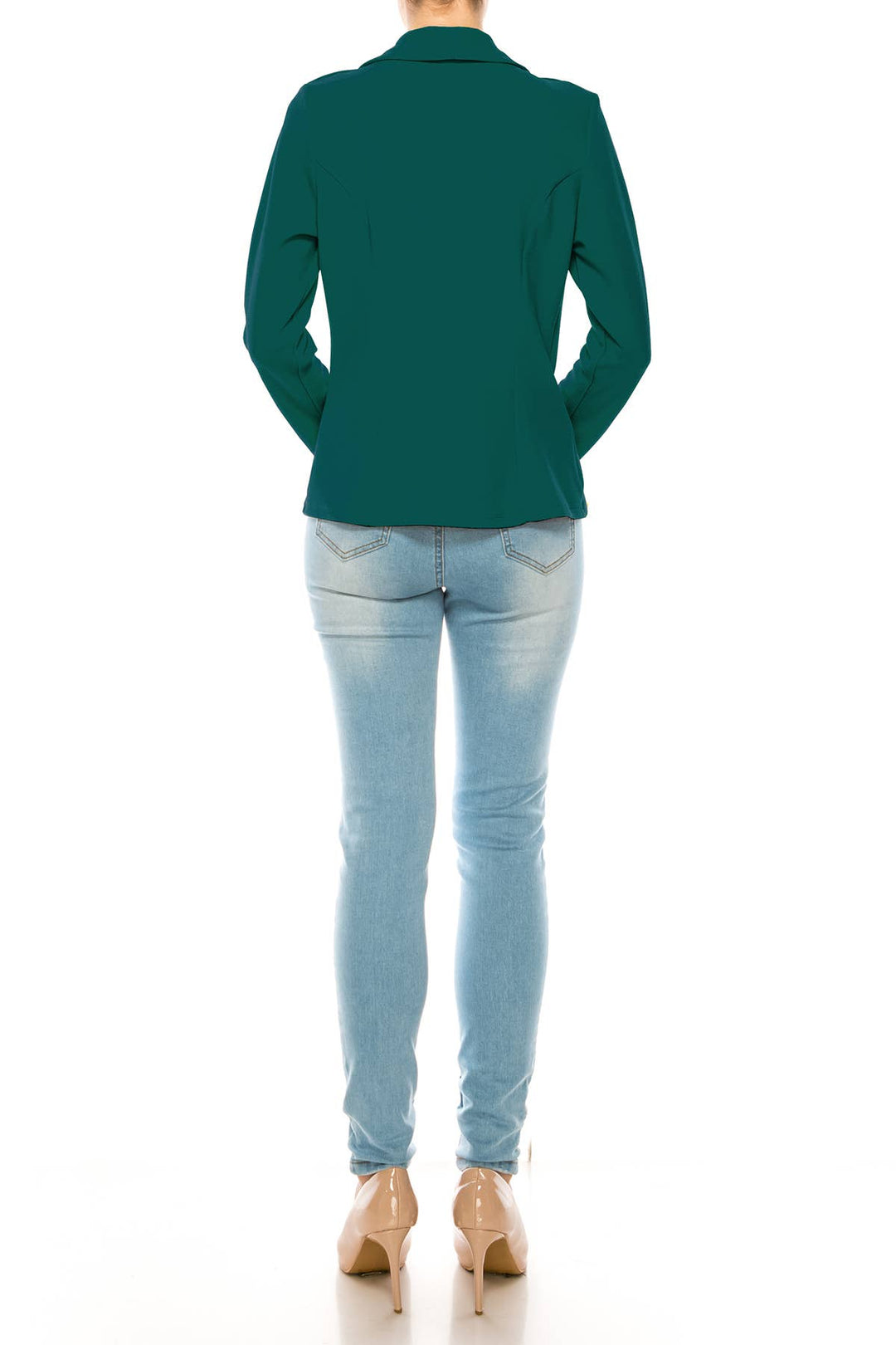 Women's Casual Office Work Long Sleeve Open Front Blazer: White / Small