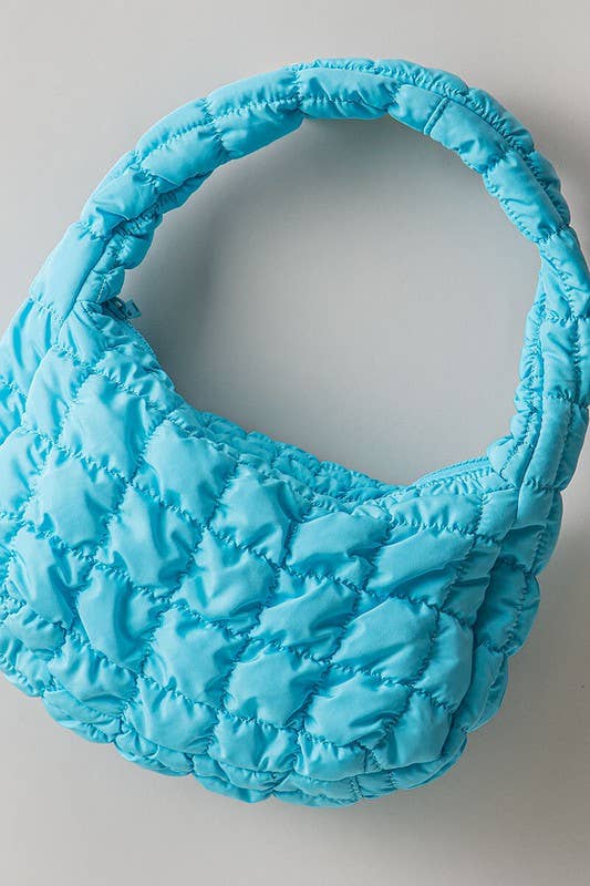 Puff Quilted Texture Shoulder Tote Bag: BROWN