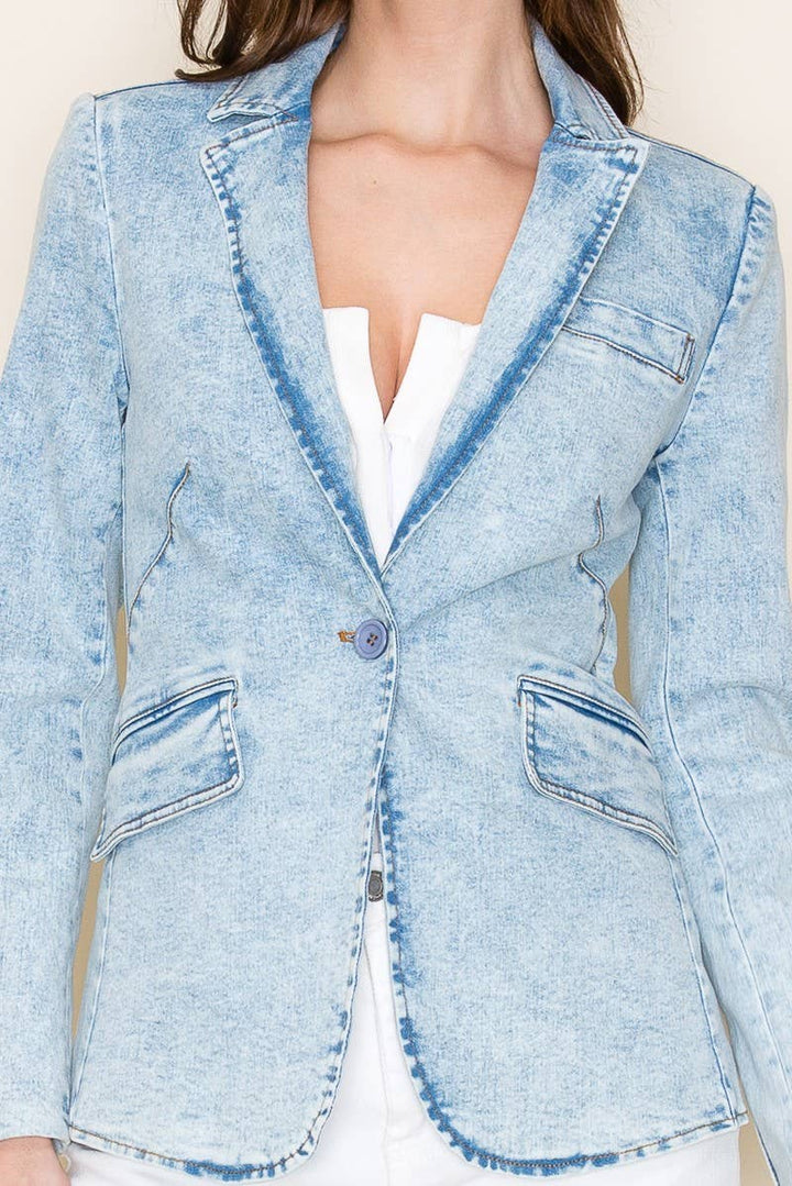PREMIUM STRUCTURED LINED DENIM BLAZER