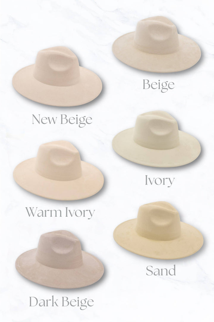 Suede Large Eaves Peach Top Fedora Hat: Stone Grey