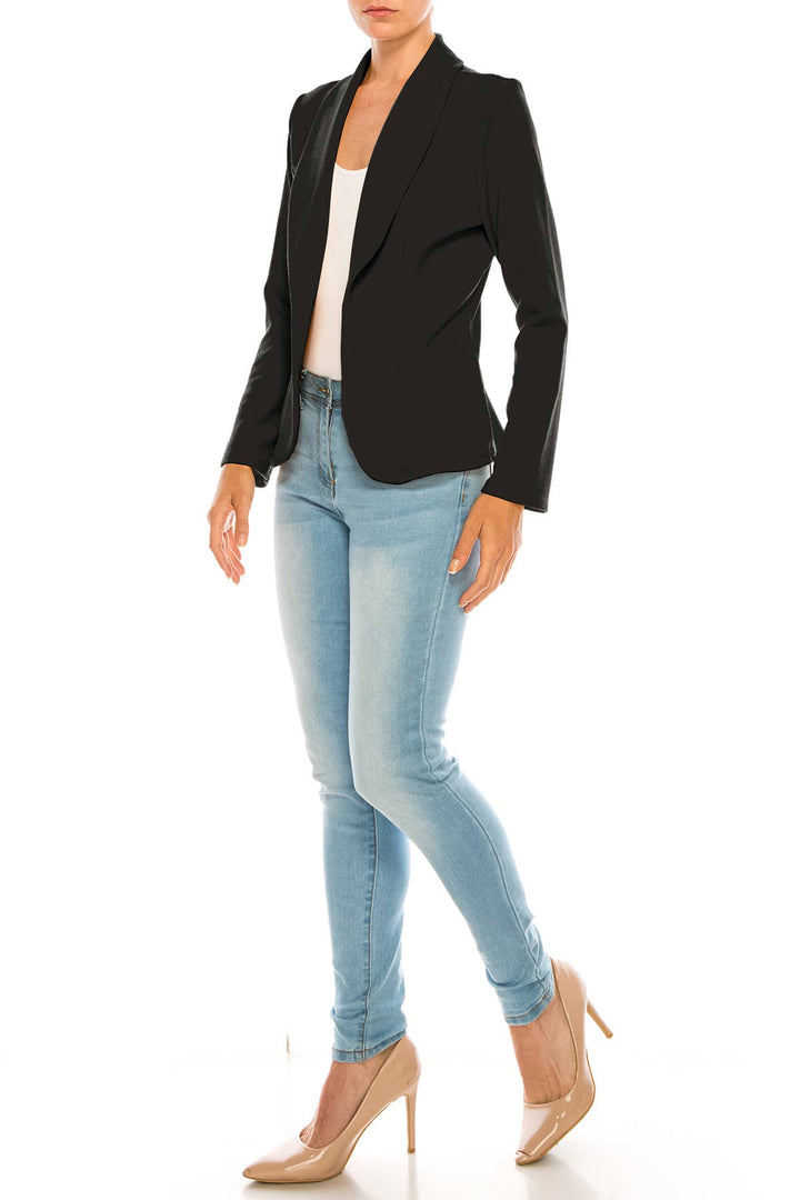 Women's Casual Office Work Long Sleeve Open Front Blazer: White / Small