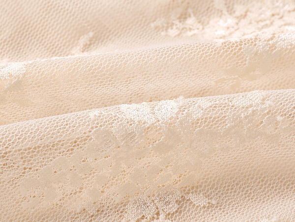 Floral Lace Sheer Mesh Layering see through Top: Taupe / XL