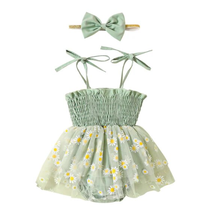 Delphina Daisy Romper: Mint