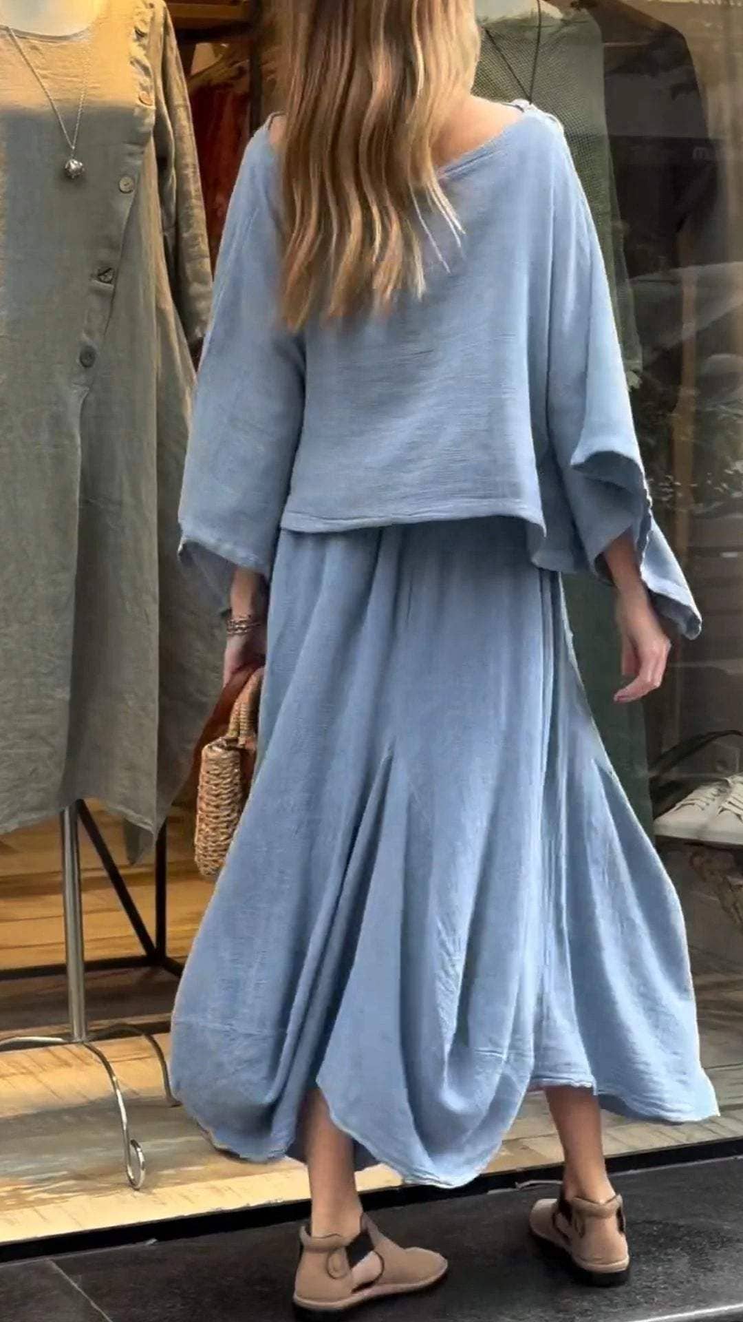 Washed Relaxed Two-Piece Set: YELLOW / 1-2-2-1 / S-M-L-XL