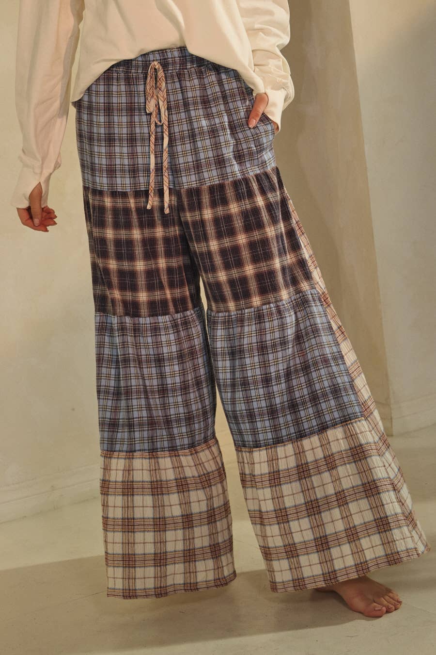 Relaxed Patchwork Pants Blue