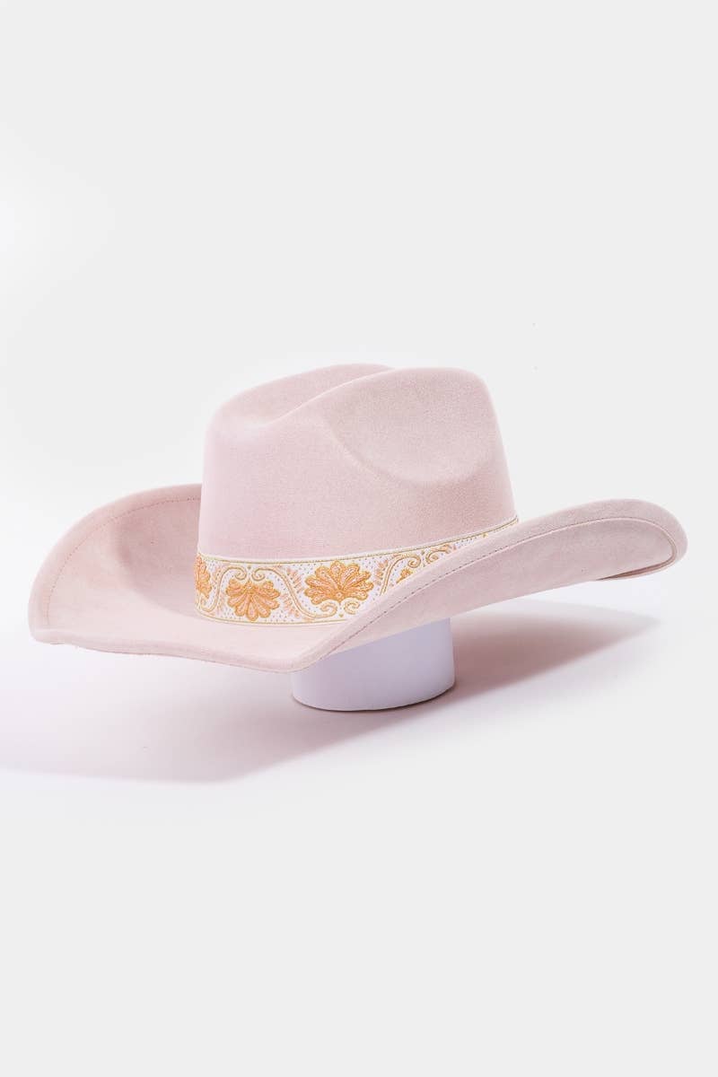 Western Intricate Border Pattern Band Cowboy Hat: BK