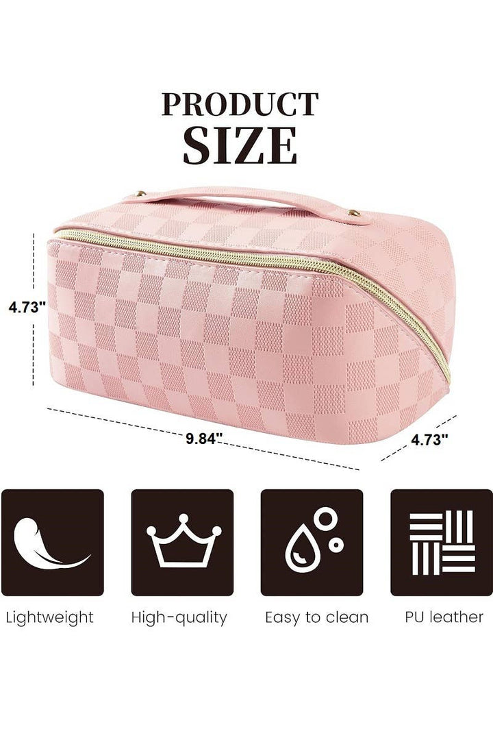 VEGAN LEATHER MAKEUP BAG SOLID BAG: PINK-167267 / OS