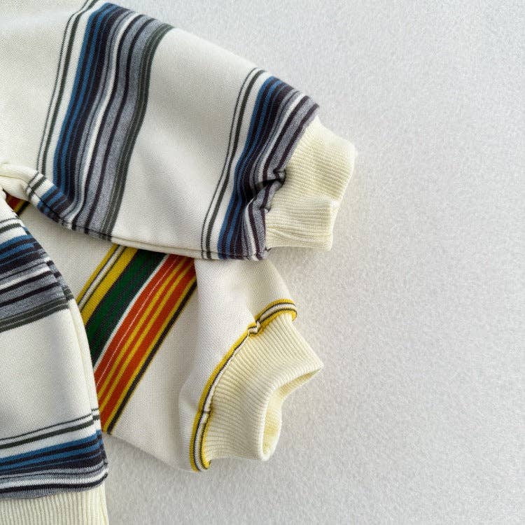 Arrival Kids Unisex Soft Comfortable Long Sleeves Striped Top Casual Sweatshirt: Colorful / 90 (12-24M)
