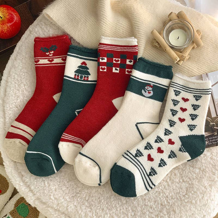 Christmas Festive Patterns Socks, Retro Holiday Themed Socks: ChristmasTree