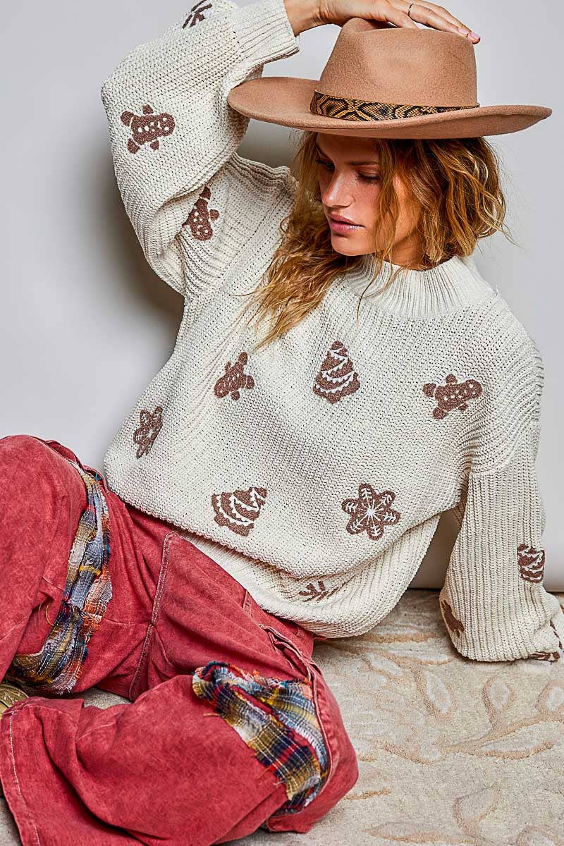 Christmas-Inspired Cozy Chenille Sweater Cropped Fit Top