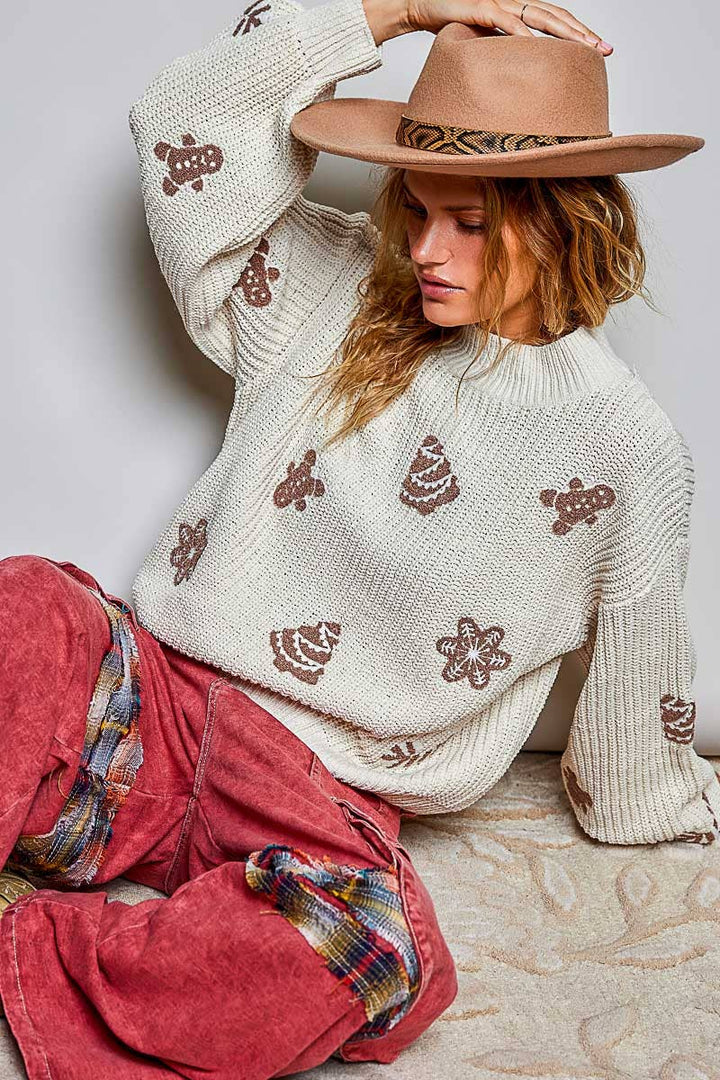 Christmas-Inspired Cozy Chenille Sweater Cropped Fit Top