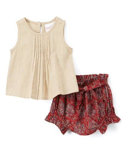 Shorts-Style diaper cover and Pin-Tuck Girls Set