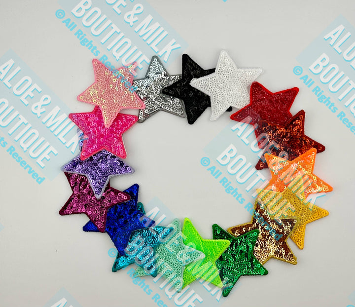 New Sequin Star Small, sequin star patch, cheer patch: Black