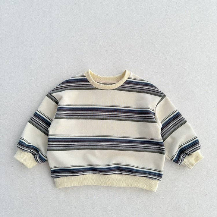 Arrival Kids Unisex Soft Comfortable Long Sleeves Striped Top Casual Sweatshirt: Colorful / 90 (12-24M)
