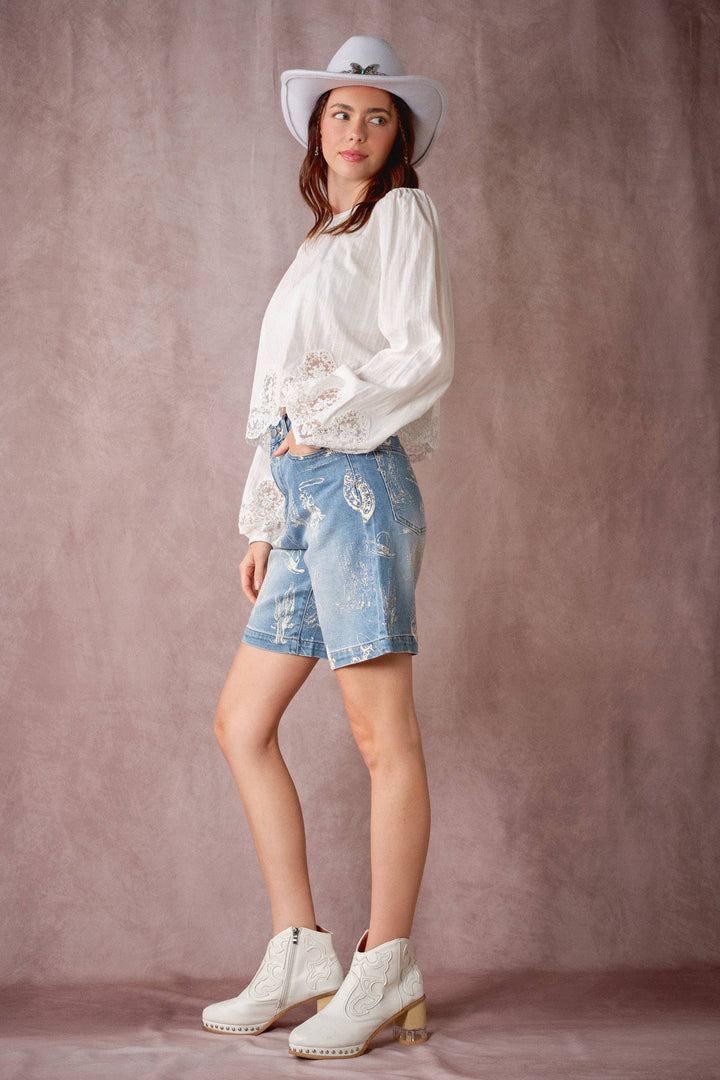 Western Print Bermuda Shorts