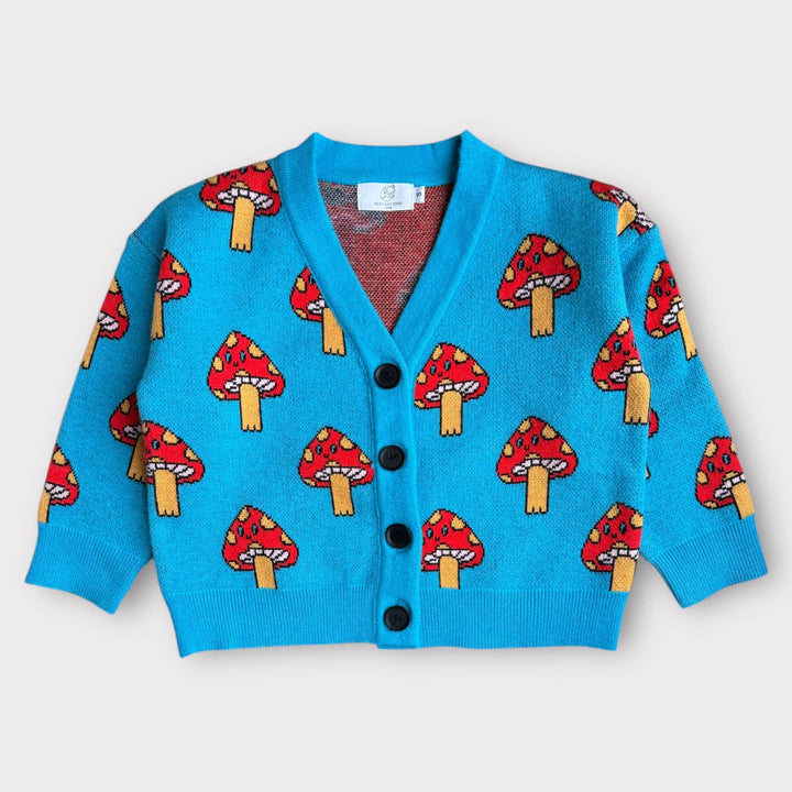 Kids Soft Sweater - Mellow Mushroom Cardigan: S (1-2yr)