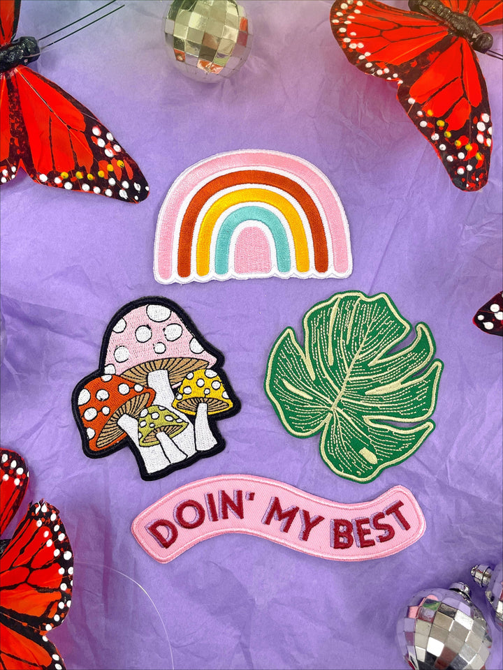 Mushroom Iron-On Embroidered Patch, Cute, Trendy Patches