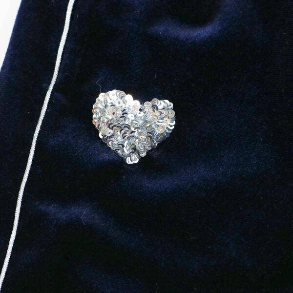 A30 14166 Silver Heart Velvet Tracksuit Set (2 Colors): CORAL / 2-2-2;4-5-6