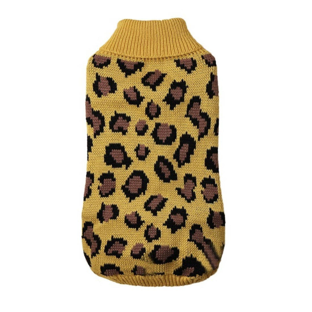 Ozzie - Leopard Print Sweater for Small Dogs: Yellow / XS