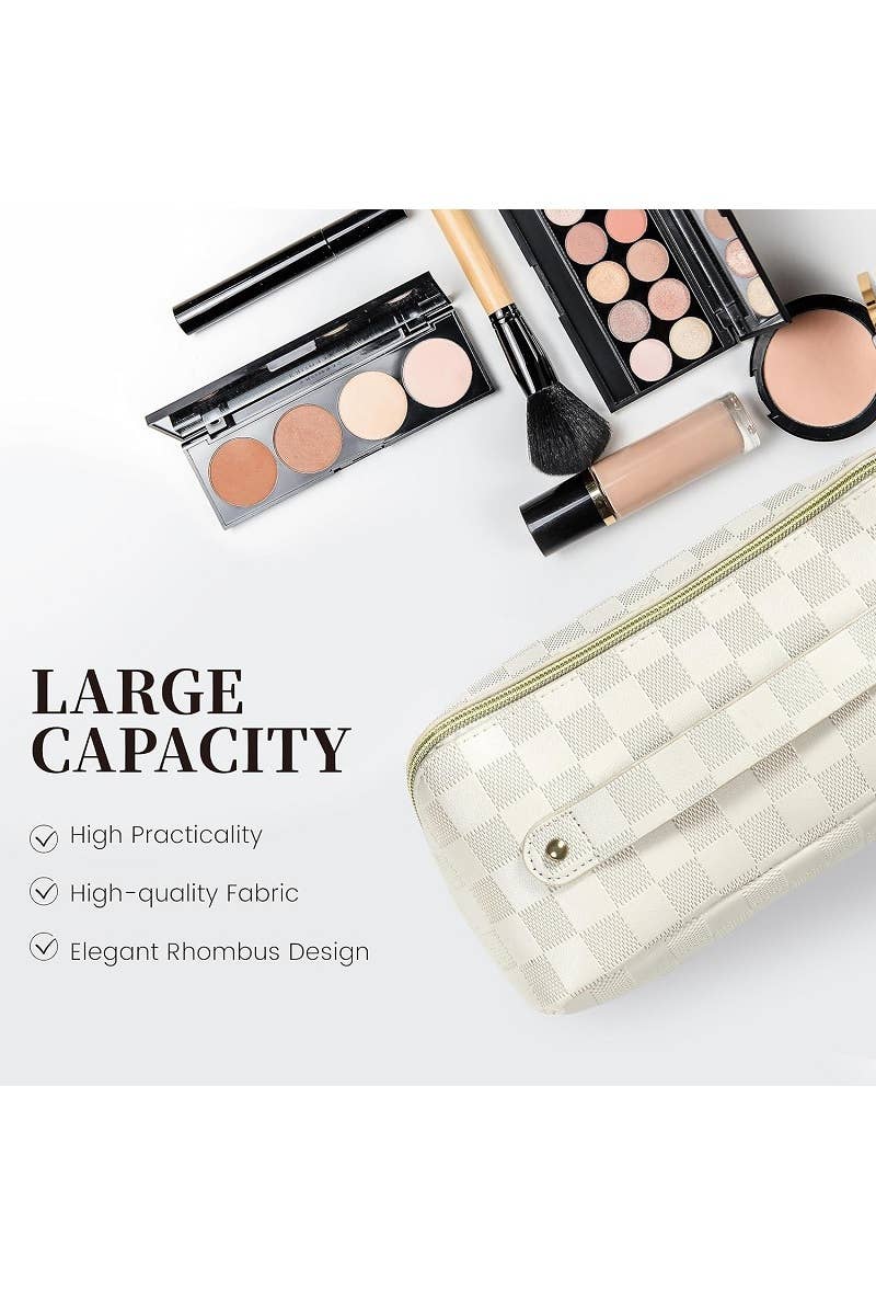 VEGAN LEATHER MAKEUP BAG SOLID BAG: PINK-167267 / OS