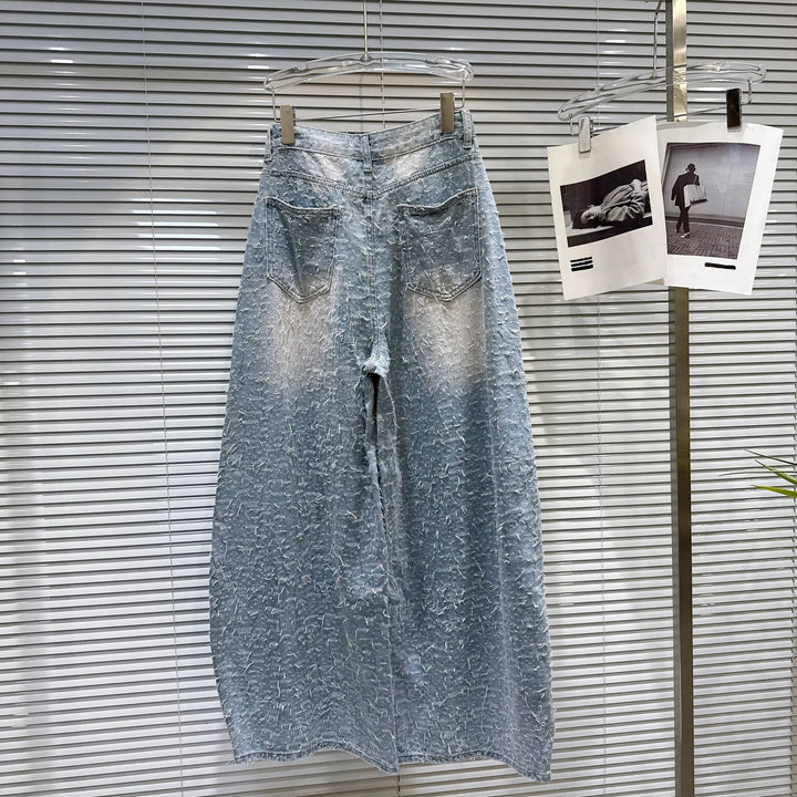 Pearl Beaded Bustier and Vintage Denim Pants Set