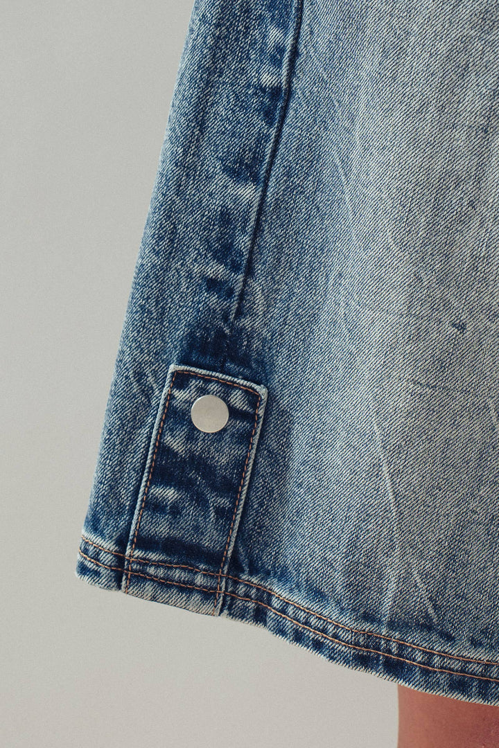 Wide-Leg Utility Denim Bermuda Shorts