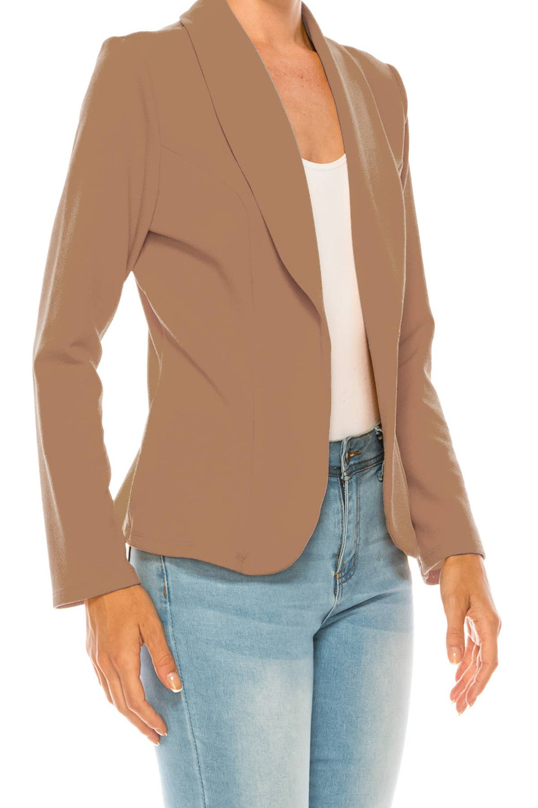 Women's Casual Office Work Long Sleeve Open Front Blazer: White / Small