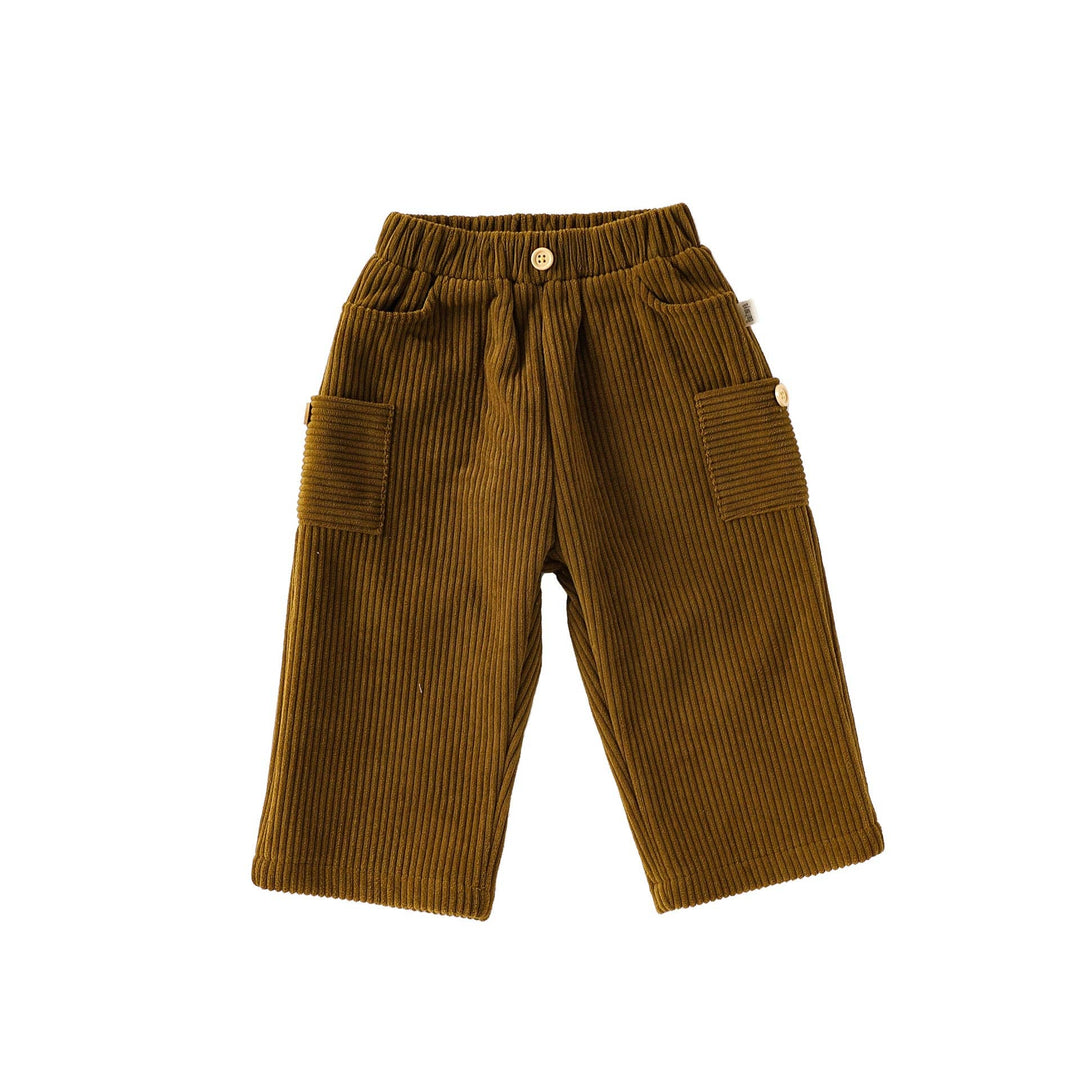 Spring and Autumn Arrival Baby Kids Unisex Solid Color Casual Corduroy Pants: Beige / 90 (12-24M)
