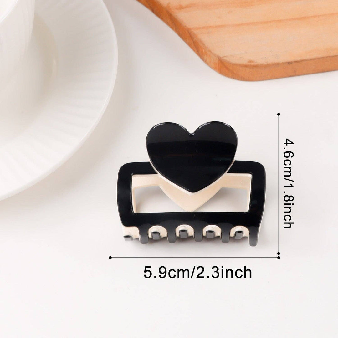Valentine Heart Colorblock Hair Claw Clip for Women: Red / 5.9CM