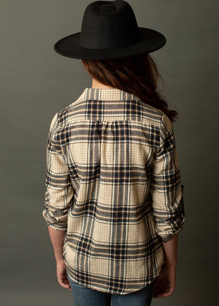 Kendall Top in Neutral Plaid