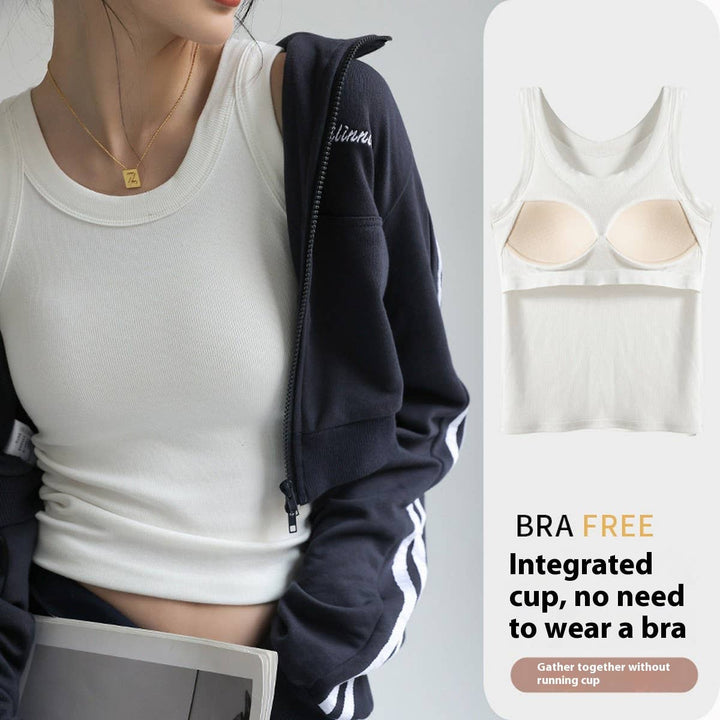 Ribbed Camisole Tank Tops With Built In Bra