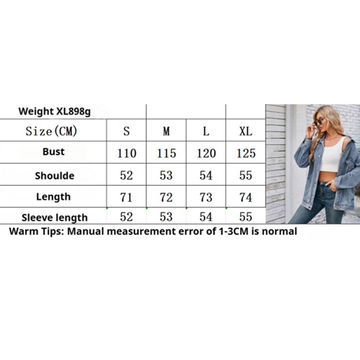 Washed Loose Fit Long Sleeve Denim Jacket_CWOCO1198: BLACKGREY1 / (XL) 1