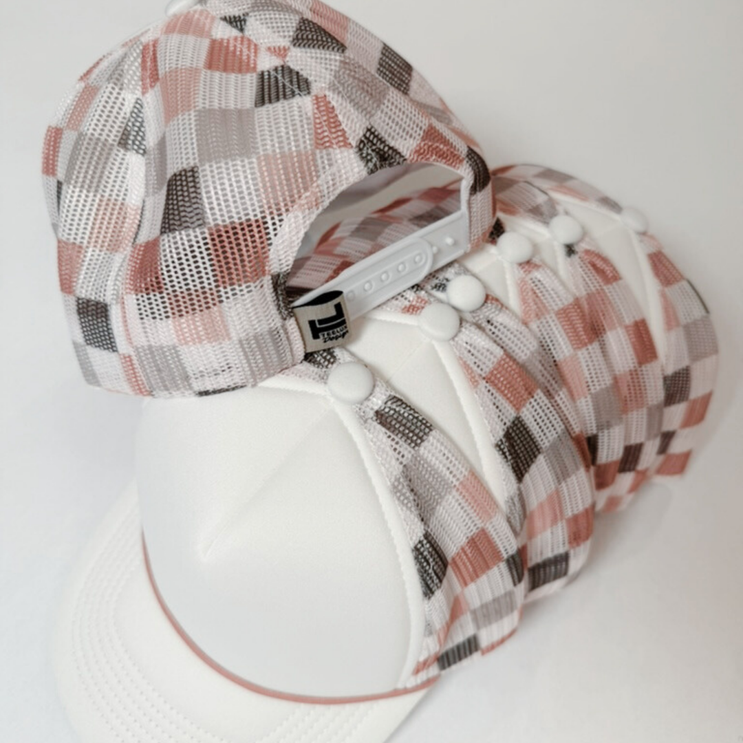 TRUCKER HAT BLANK - Neutral Multicolored Checkered