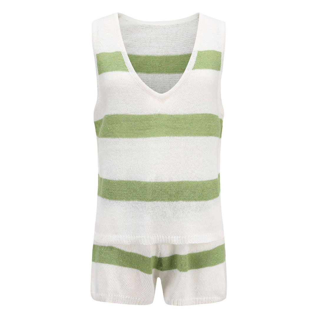 Boho Knit Stripe Lounge Set: RUST