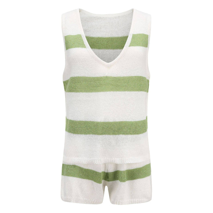 Boho Knit Stripe Lounge Set: RUST