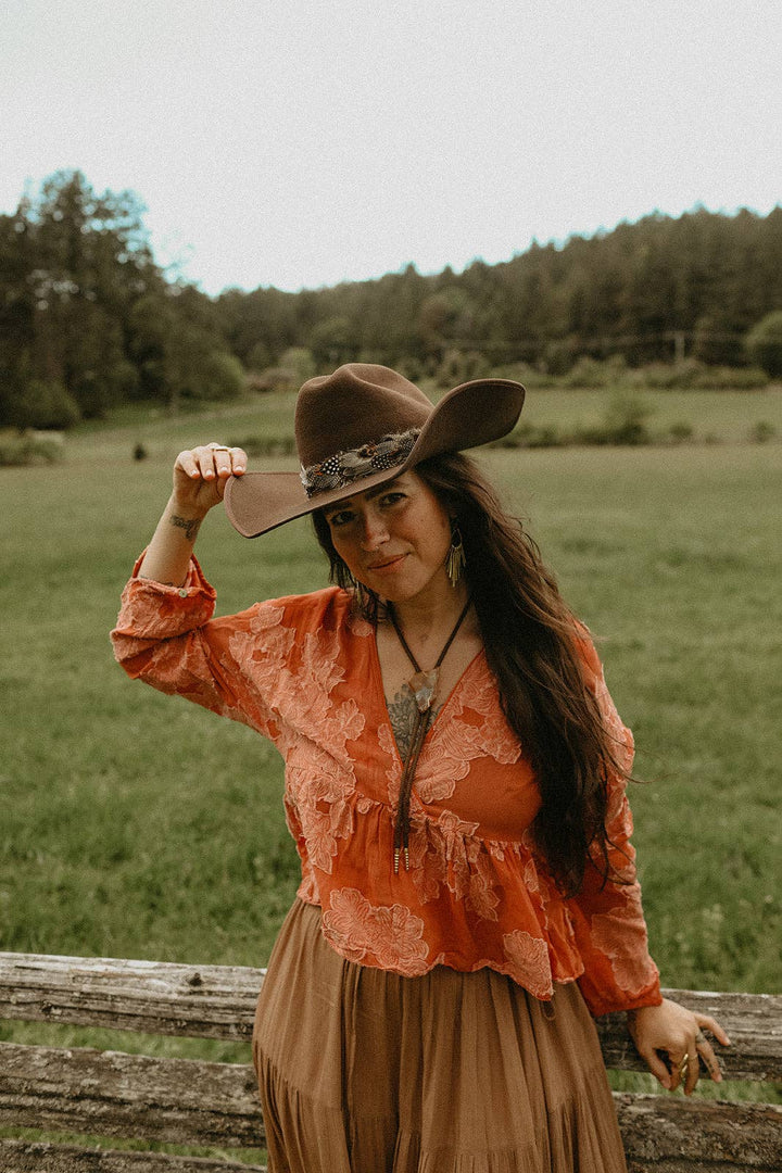 Feather Hat Band: Cream/Brown