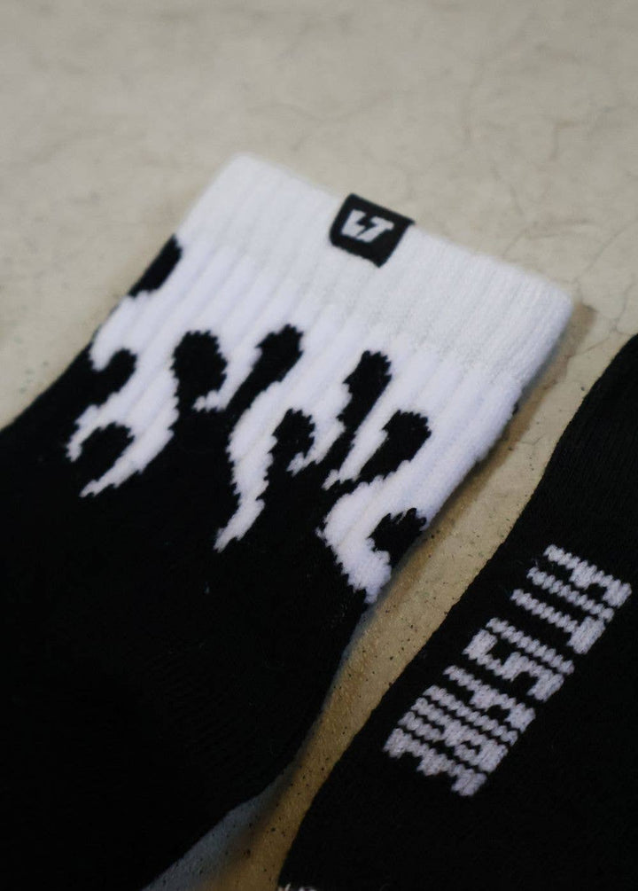 White Flame Crew Kids Socks