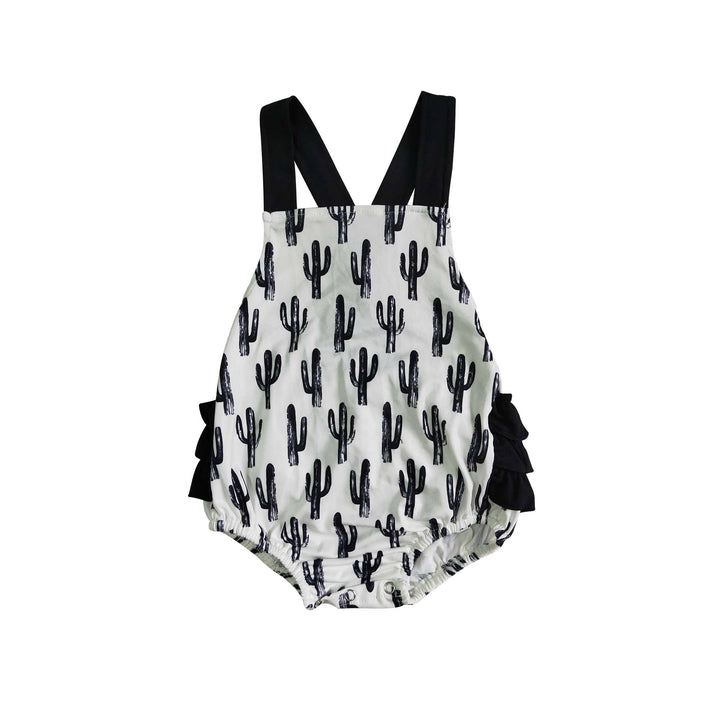 Baby girls summer cactus ruffle bubble rompers